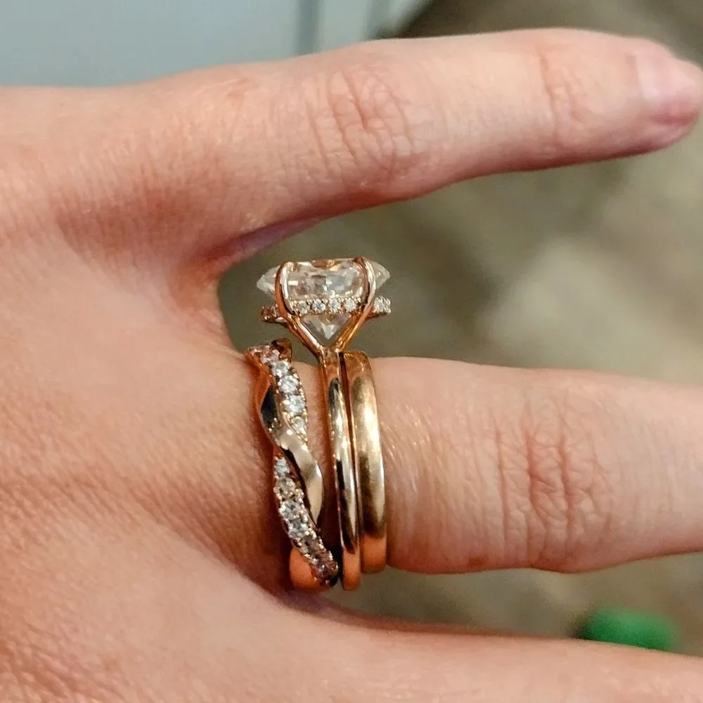 3 Ct Oval Moissanite 10k Rose Gold Solitaire Engagement Ring for Women Size 5 - Picture 3 of 12